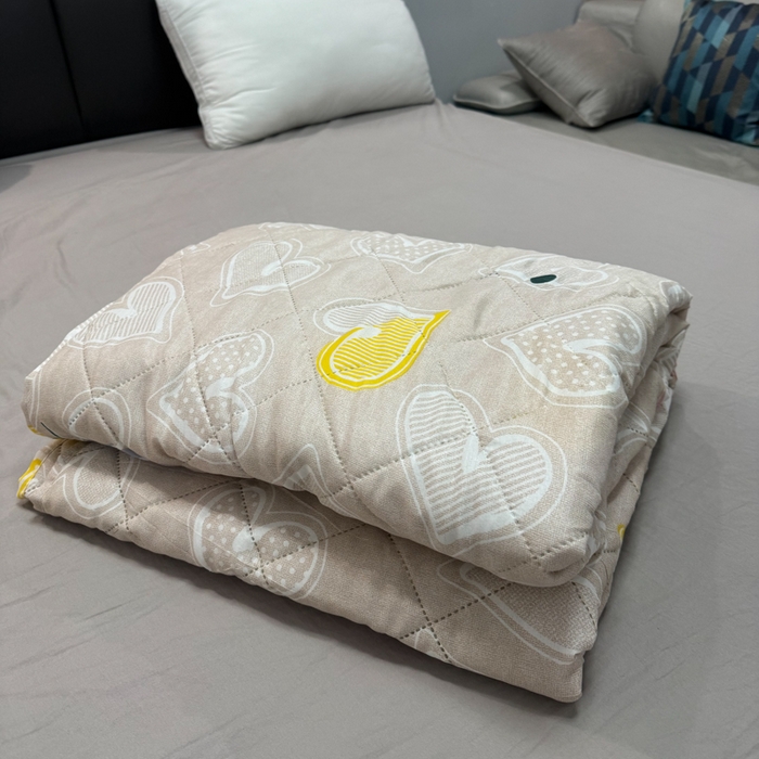 被多多被业 2026新款磨毛印花夏被夏凉被空调被 爱心-浅卡其