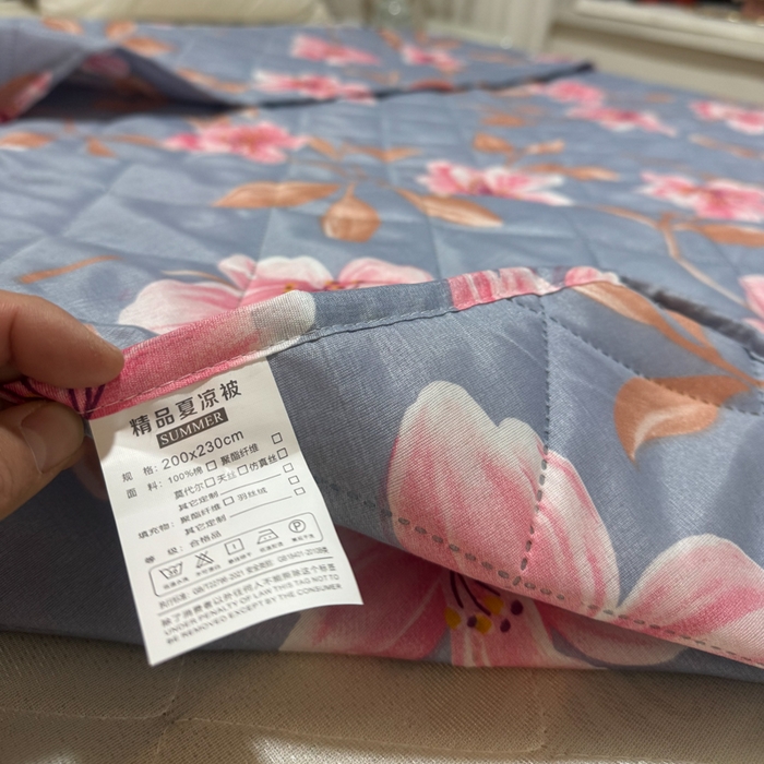 91家纺网 家纺一手货源 找家纺 被多多被业 2026新款磨毛印花夏被夏凉被空调被 粉雾兰