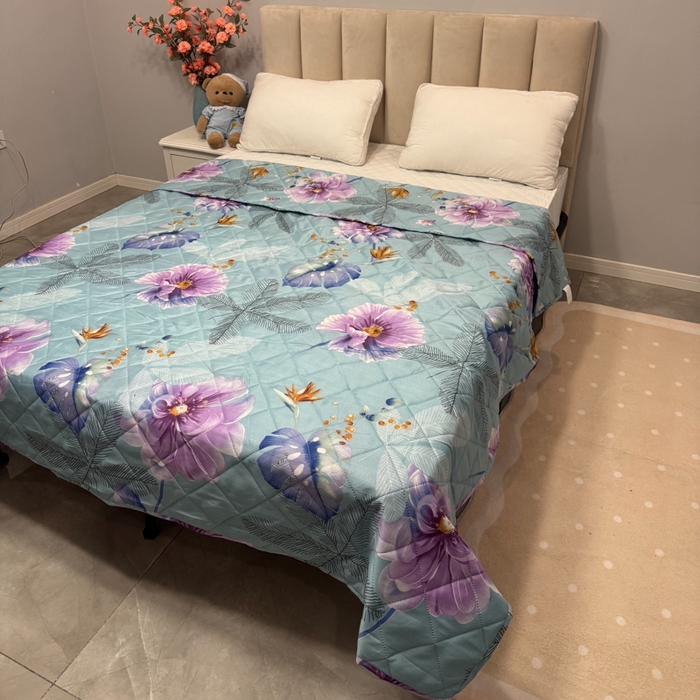 91家纺网 家纺一手货源 找家纺 被多多被业 2026新款磨毛印花夏被夏凉被空调被 荷语