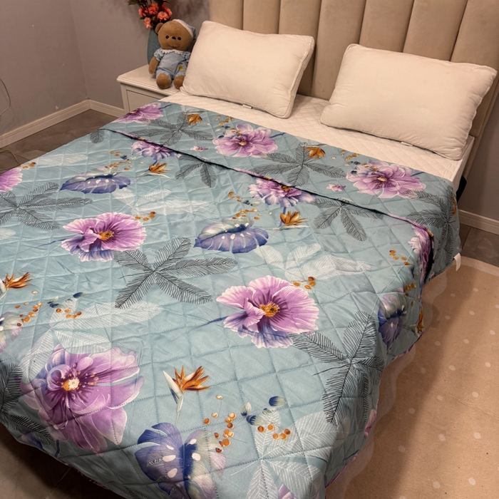 91家纺网 家纺一手货源 找家纺 被多多被业 2026新款磨毛印花夏被夏凉被空调被 荷语