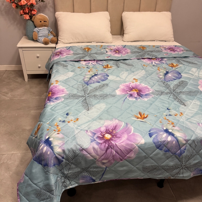 91家纺网 家纺一手货源 找家纺 被多多被业 2026新款磨毛印花夏被夏凉被空调被 荷语