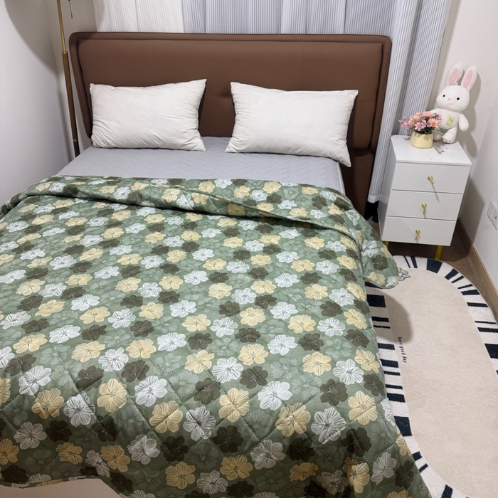 91家纺网 家纺一手货源 找家纺 被多多被业 2026新款磨毛印花夏被夏凉被空调被 六叶草-绿