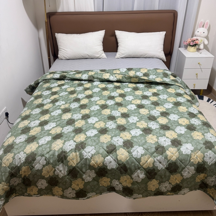 91家纺网 家纺一手货源 找家纺 被多多被业 2026新款磨毛印花夏被夏凉被空调被 六叶草-绿