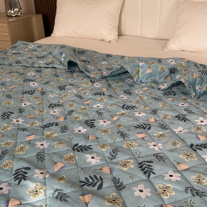 91家纺网 家纺一手货源 找家纺 被多多被业 2026新款磨毛印花夏被夏凉被空调被 青草绿