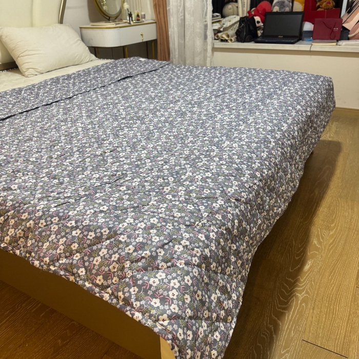 91家纺网 家纺一手货源 找家纺 被多多被业 2026新款磨毛印花夏被夏凉被空调被 小碎花-灰