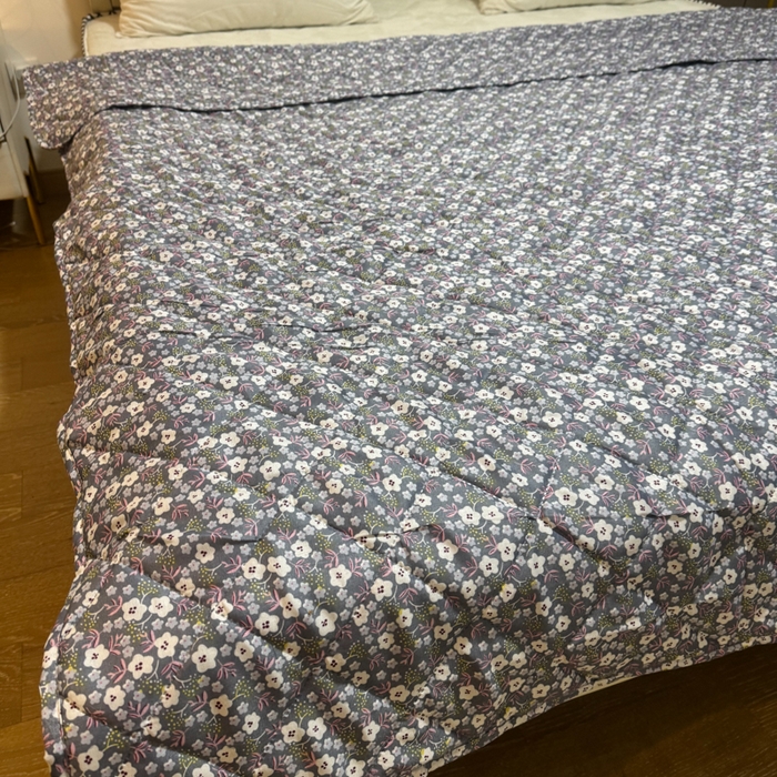 91家纺网 家纺一手货源 找家纺 被多多被业 2026新款磨毛印花夏被夏凉被空调被 小碎花-灰