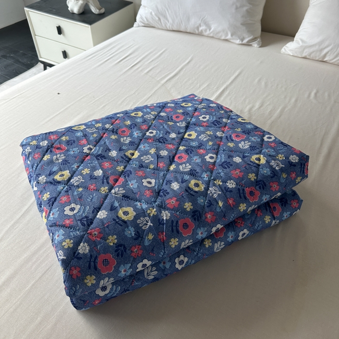 被多多被业 2026新款磨毛印花夏被夏凉被空调被 小碎花-蓝