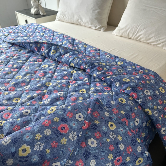 91家纺网 家纺一手货源 找家纺 被多多被业 2026新款磨毛印花夏被夏凉被空调被 小碎花-蓝