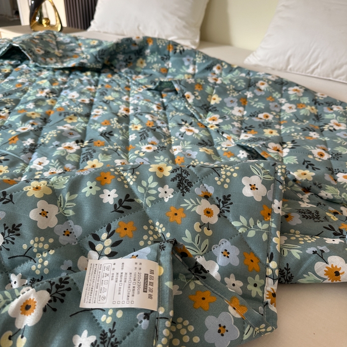 91家纺网 家纺一手货源 找家纺 被多多被业 2026新款磨毛印花夏被夏凉被空调被 小碎花-绿