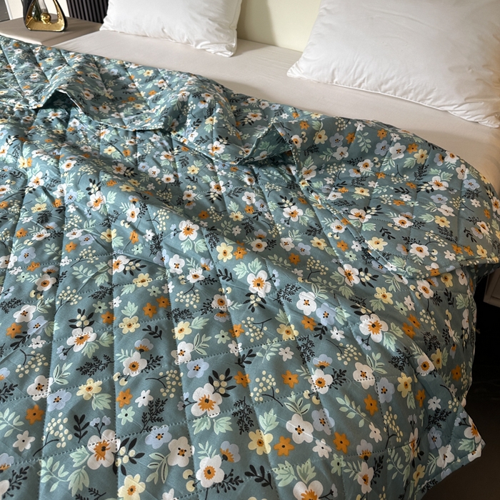 91家纺网 家纺一手货源 找家纺 被多多被业 2026新款磨毛印花夏被夏凉被空调被 小碎花-绿