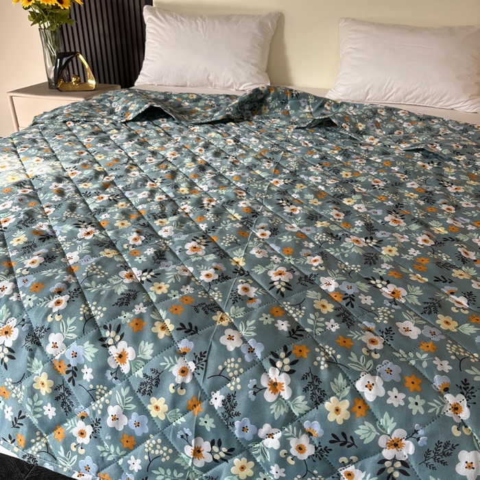 91家纺网 家纺一手货源 找家纺 被多多被业 2026新款磨毛印花夏被夏凉被空调被 小碎花-绿