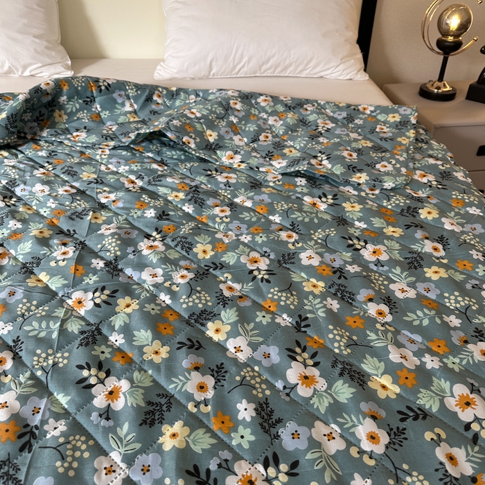 91家纺网 家纺一手货源 找家纺 被多多被业 2026新款磨毛印花夏被夏凉被空调被 小碎花-绿