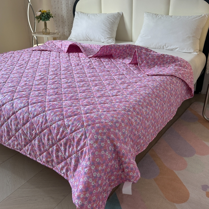 91家纺网 家纺一手货源 找家纺 被多多被业 2026新款磨毛印花夏被夏凉被空调被 小碎花-砖红