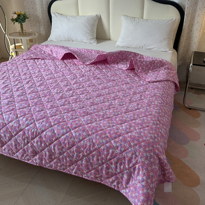 91家纺网 家纺一手货源 找家纺 被多多被业 2026新款磨毛印花夏被夏凉被空调被 小碎花-砖红