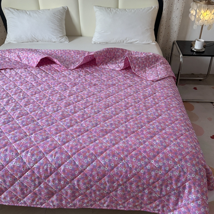 91家纺网 家纺一手货源 找家纺 被多多被业 2026新款磨毛印花夏被夏凉被空调被 小碎花-砖红