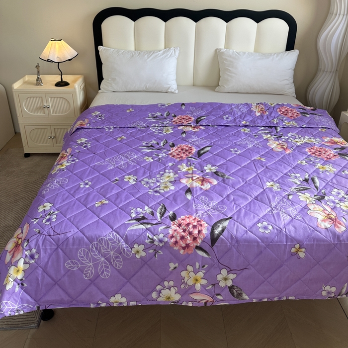 91家纺网 家纺一手货源 找家纺 被多多被业 2026新款磨毛印花夏被夏凉被空调被 紫色花海