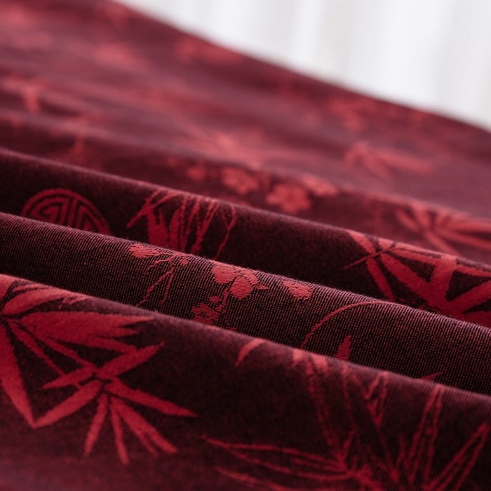 91家纺网 家纺一手货源 找家纺 （总）仰望棉麻双层纱供应链 2026新款邻家小院黑红全棉色织提花纽扣款四件套