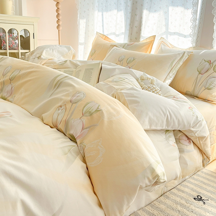 91家纺网 家纺一手货源 找家纺 帛美家纺 2026新款AA版全棉纯棉印花四件套 花上枝