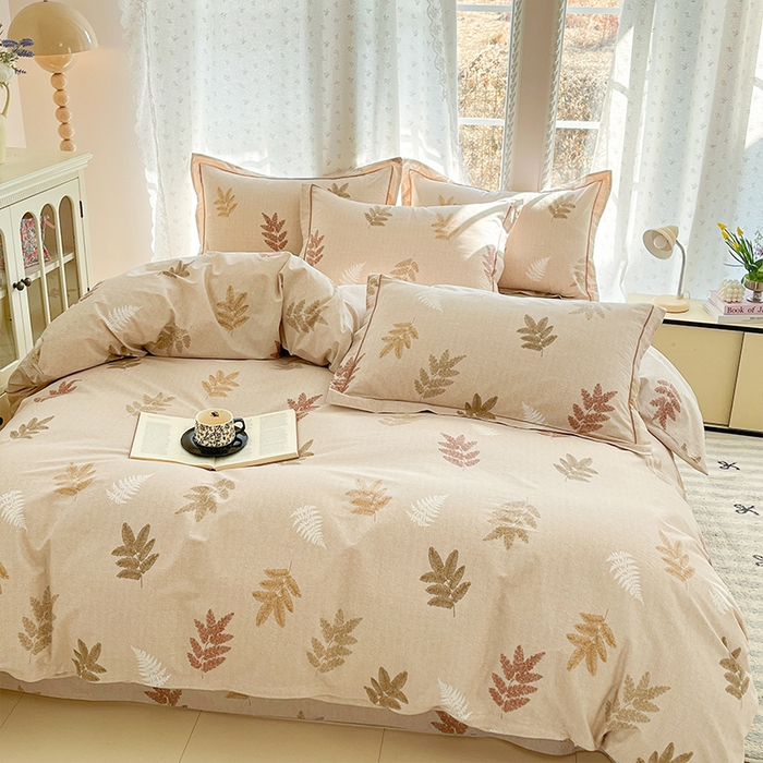 91家纺网 家纺一手货源 找家纺 帛美家纺 2026新款AA版全棉纯棉印花四件套 东方树叶