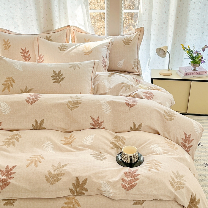 91家纺网 家纺一手货源 找家纺 帛美家纺 2026新款AA版全棉纯棉印花四件套 东方树叶