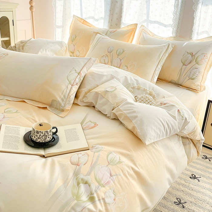 91家纺网 家纺一手货源 找家纺 帛美家纺 2026新款AA版全棉纯棉印花四件套 花上枝