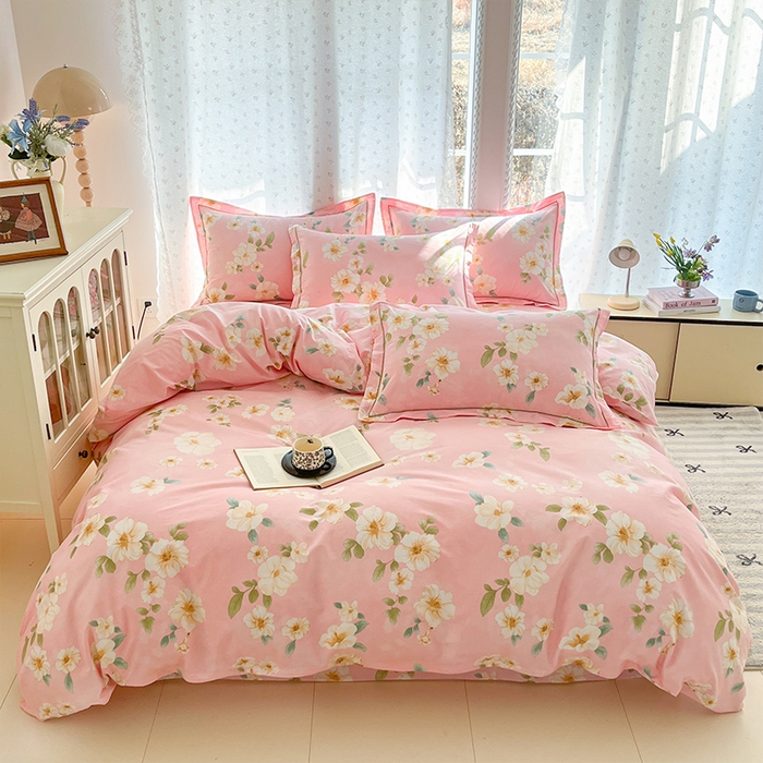 91家纺网 家纺一手货源 找家纺 帛美家纺 2026新款AA版全棉纯棉印花四件套 花夕