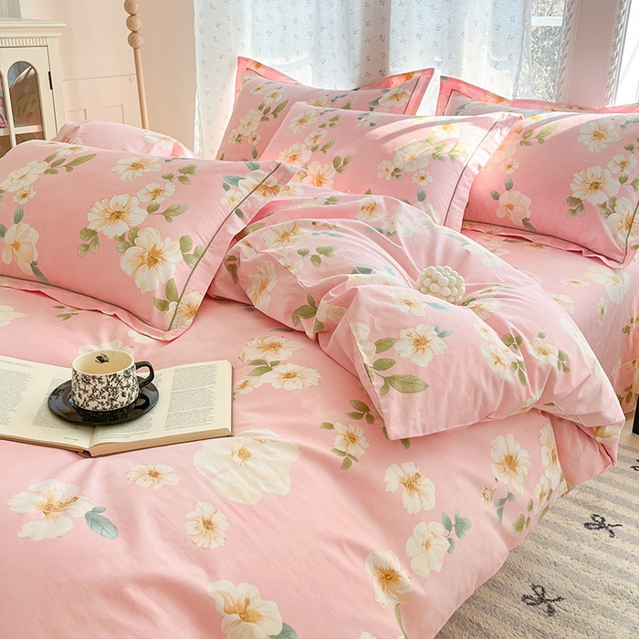 91家纺网 家纺一手货源 找家纺 帛美家纺 2026新款AA版全棉纯棉印花四件套 花夕