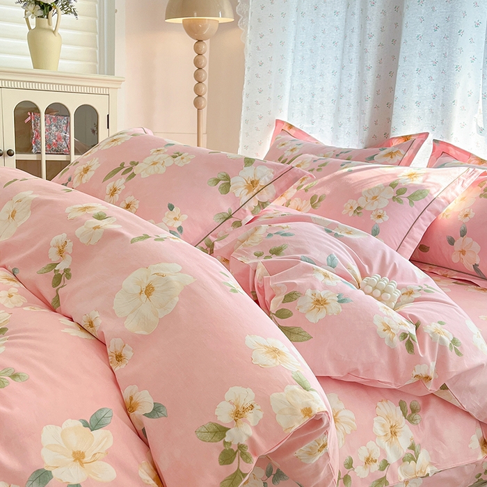 91家纺网 家纺一手货源 找家纺 帛美家纺 2026新款AA版全棉纯棉印花四件套 花夕