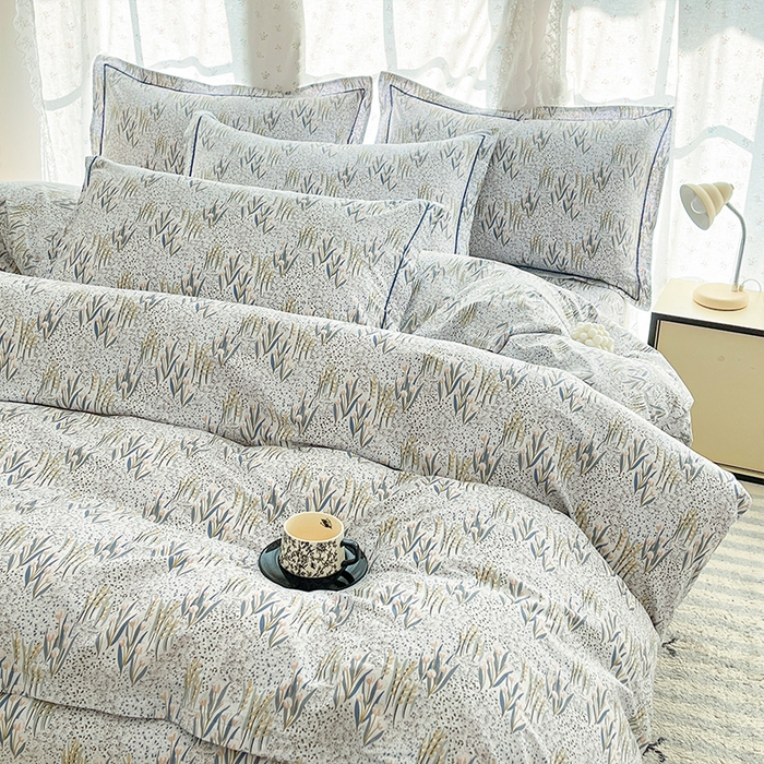 91家纺网 家纺一手货源 找家纺 帛美家纺 2026新款AA版全棉纯棉印花四件套 绿野