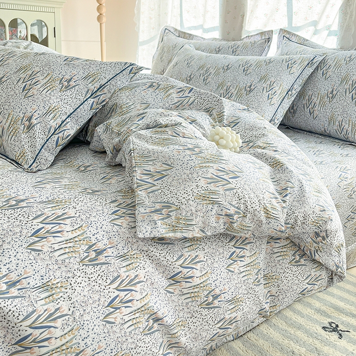 91家纺网 家纺一手货源 找家纺 帛美家纺 2026新款AA版全棉纯棉印花四件套 绿野