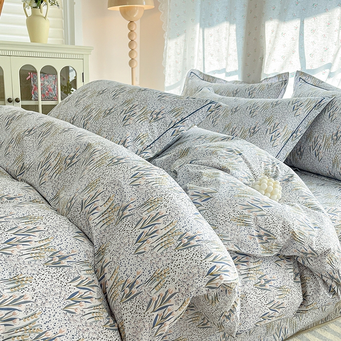 91家纺网 家纺一手货源 找家纺 帛美家纺 2026新款AA版全棉纯棉印花四件套 绿野