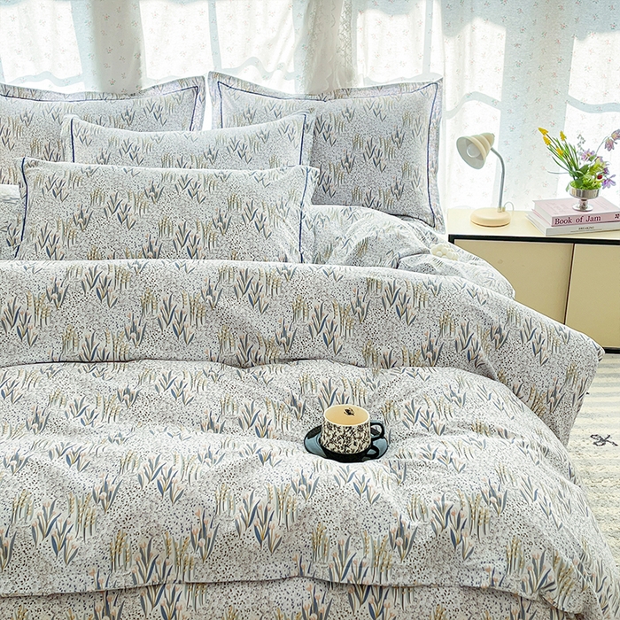 91家纺网 家纺一手货源 找家纺 帛美家纺 2026新款AA版全棉纯棉印花四件套 绿野