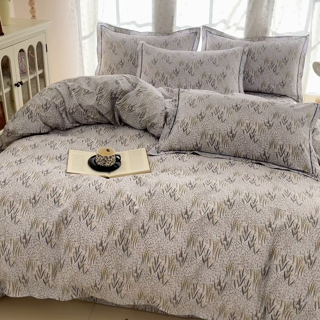 91家纺网 家纺一手货源 找家纺 帛美家纺 2026新款AA版全棉纯棉印花四件套 绿野