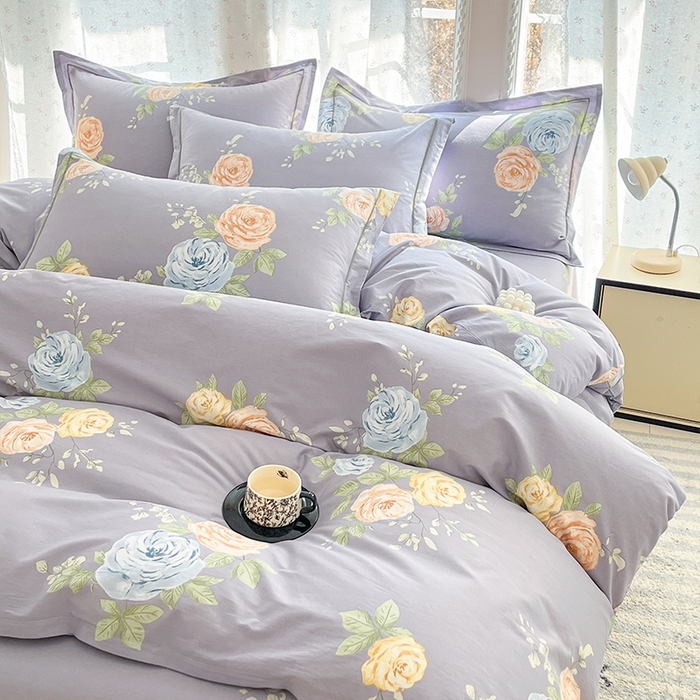 91家纺网 家纺一手货源 找家纺 帛美家纺 2026新款AA版全棉纯棉印花四件套 絮棠