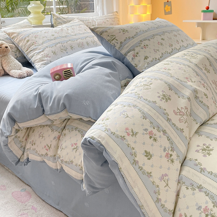 91家纺网 家纺一手货源 找家纺 瑞莱 2026新款全棉印花13070花卉系列四件套 初享时光