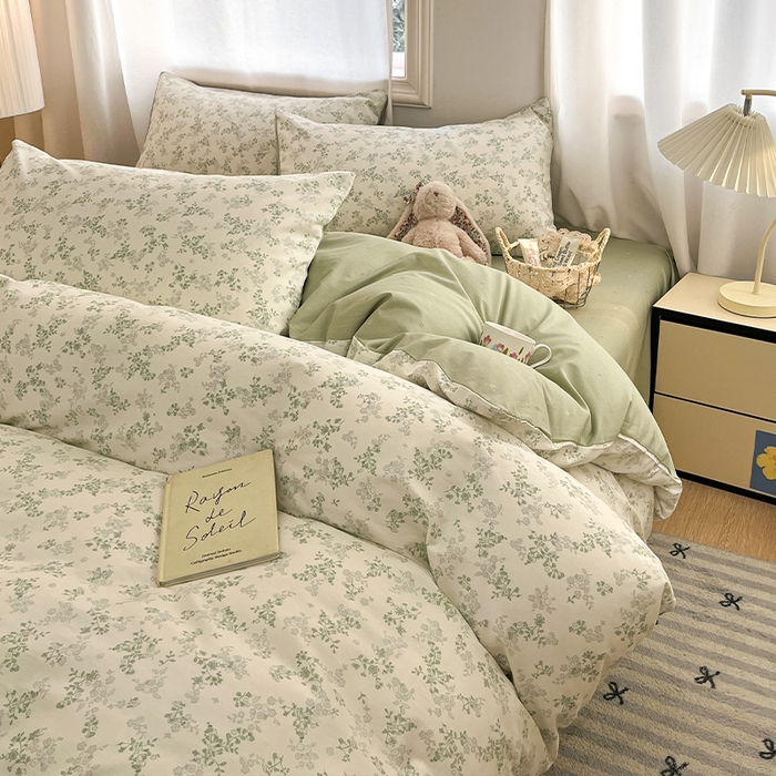 91家纺网 家纺一手货源 找家纺 瑞莱 2026新款全棉印花13070花卉系列四件套 春风里