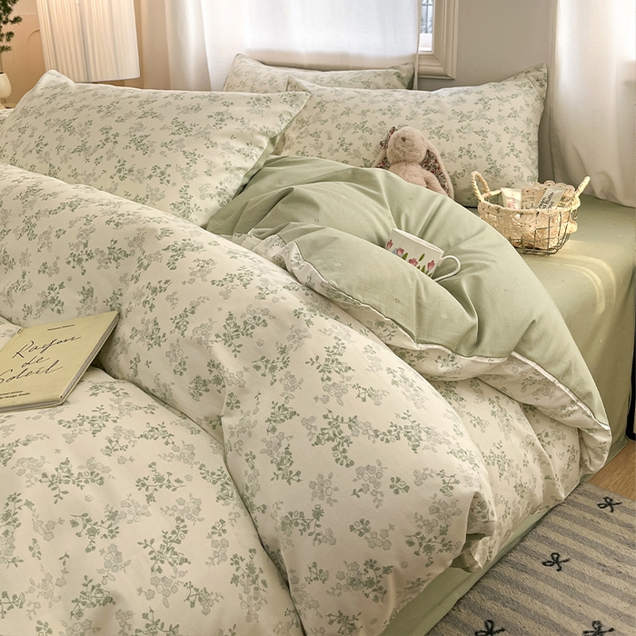 91家纺网 家纺一手货源 找家纺 瑞莱 2026新款全棉印花13070花卉系列四件套 春风里