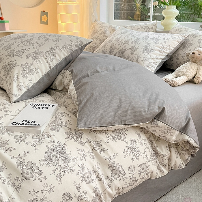 91家纺网 家纺一手货源 找家纺 瑞莱 2026新款全棉印花13070花卉系列四件套 洛莉