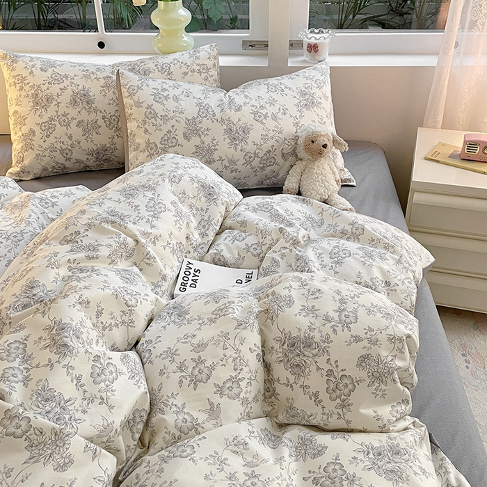 91家纺网 家纺一手货源 找家纺 瑞莱 2026新款全棉印花13070花卉系列四件套 洛莉