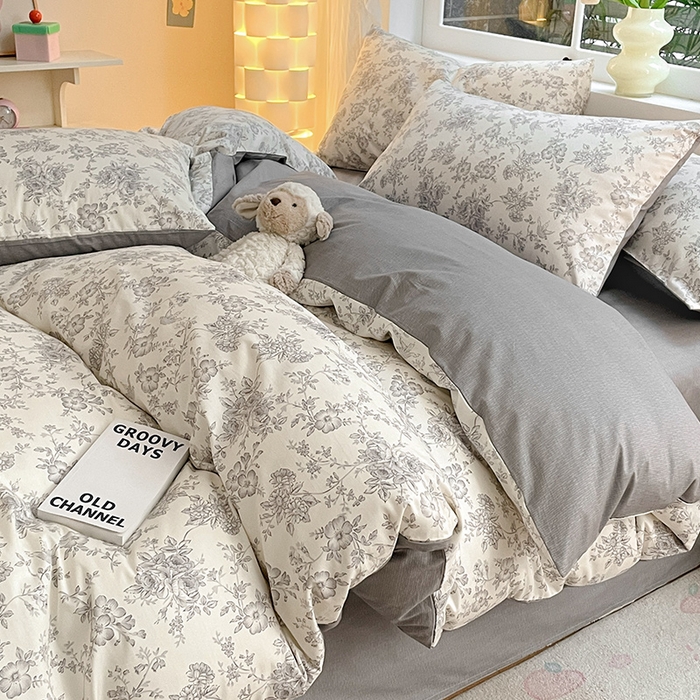 91家纺网 家纺一手货源 找家纺 瑞莱 2026新款全棉印花13070花卉系列四件套 洛莉