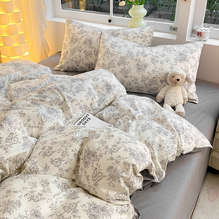 91家纺网 家纺一手货源 找家纺 瑞莱 2026新款全棉印花13070花卉系列四件套 洛莉