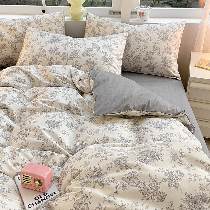 91家纺网 家纺一手货源 找家纺 瑞莱 2026新款全棉印花13070花卉系列四件套 洛莉