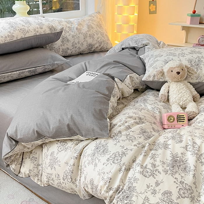 91家纺网 家纺一手货源 找家纺 瑞莱 2026新款全棉印花13070花卉系列四件套 洛莉