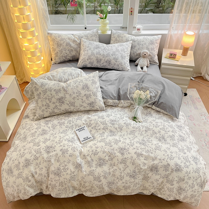 91家纺网 家纺一手货源 找家纺 瑞莱 2026新款全棉印花13070花卉系列四件套 洛莉