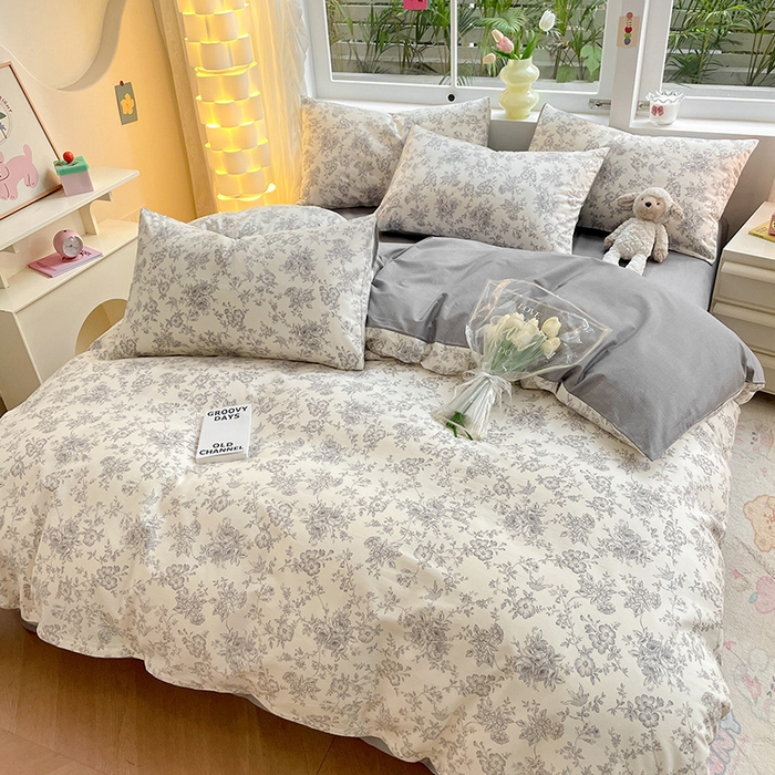 91家纺网 家纺一手货源 找家纺 瑞莱 2026新款全棉印花13070花卉系列四件套 洛莉