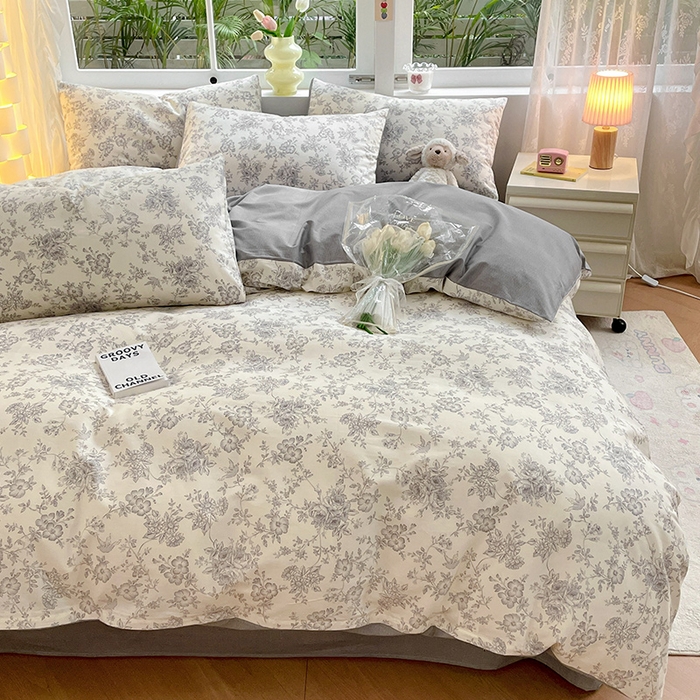 91家纺网 家纺一手货源 找家纺 瑞莱 2026新款全棉印花13070花卉系列四件套 洛莉