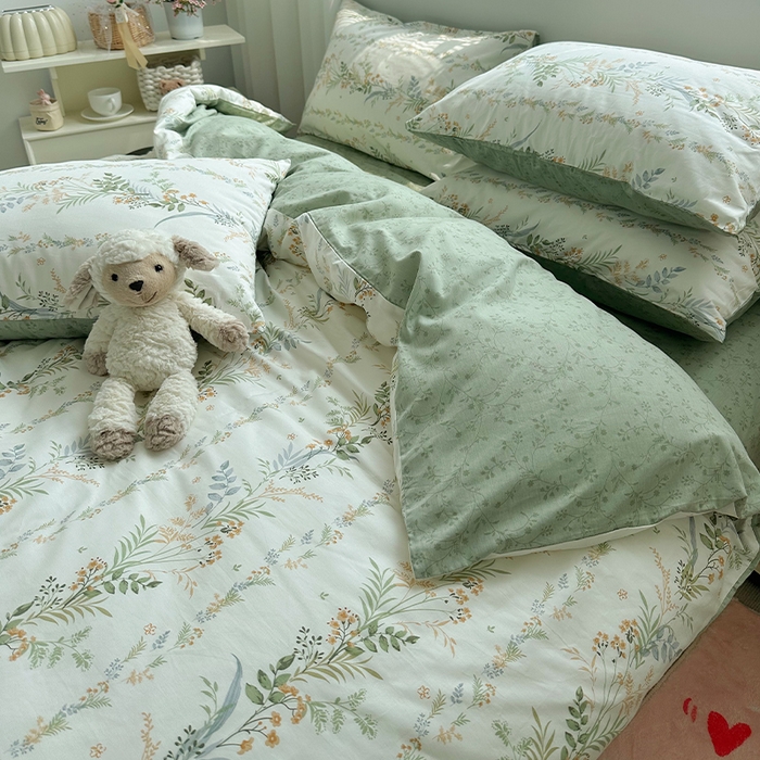 91家纺网 家纺一手货源 找家纺 瑞莱 2026新款全棉印花13070花卉系列四件套 百草集 