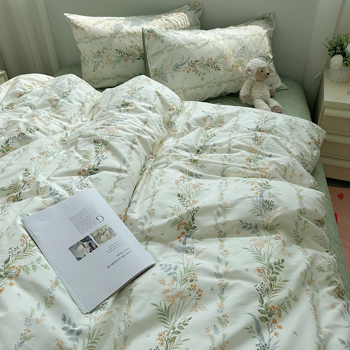 91家纺网 家纺一手货源 找家纺 瑞莱 2026新款全棉印花13070花卉系列四件套 百草集 