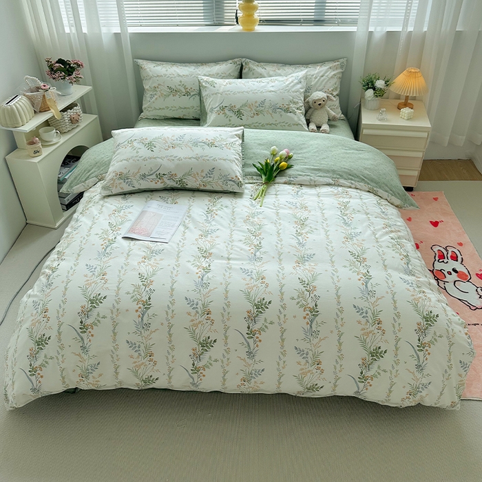 91家纺网 家纺一手货源 找家纺 瑞莱 2026新款全棉印花13070花卉系列四件套 百草集 