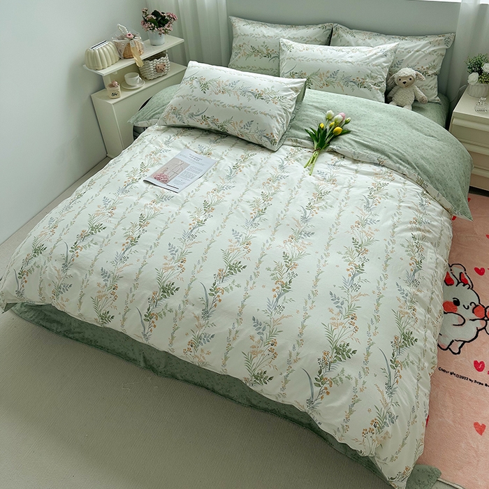 91家纺网 家纺一手货源 找家纺 瑞莱 2026新款全棉印花13070花卉系列四件套 百草集 